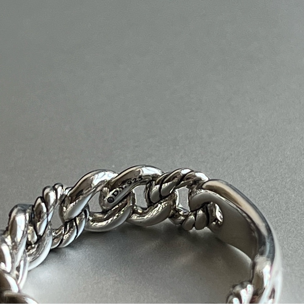 David Yurman Belmont Curb Link Band Ring Sterling Silver Diamonds - Picture 6 of 14